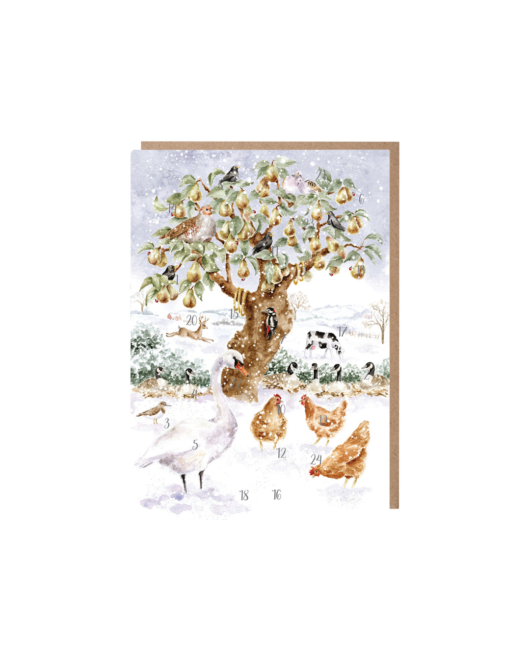 Tiere Adventskalenderkarte "The Twelve Days of Christmas" von Wrendale Designs