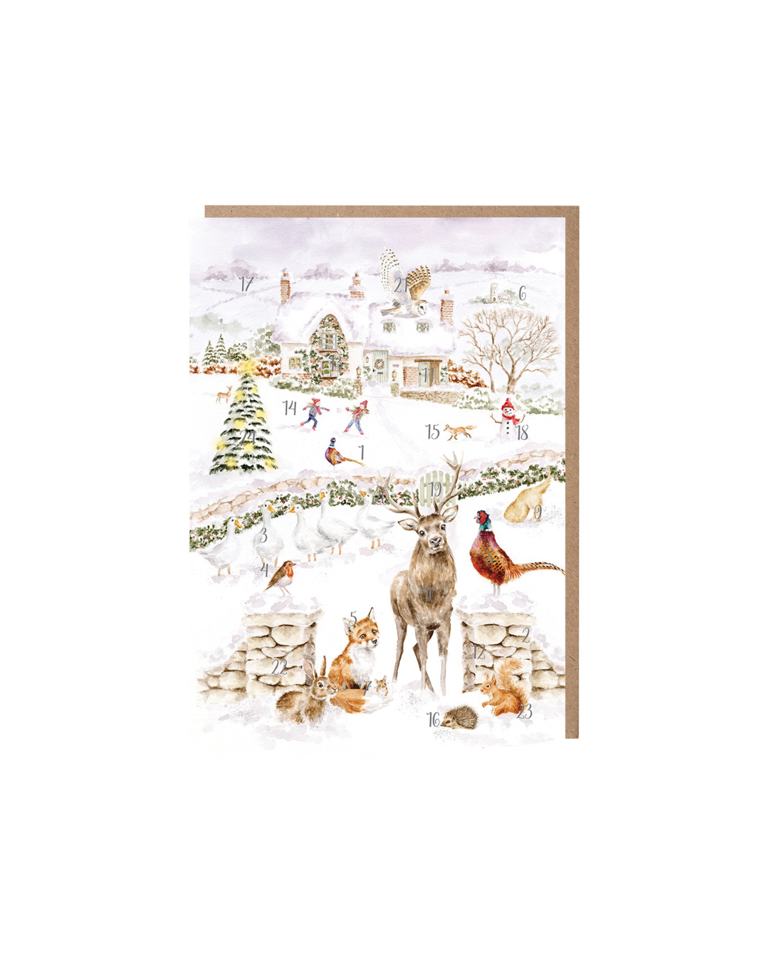 Tiere auf dem Land Adventskalenderkarte "Snow Place like Home" von Wrendale Designs