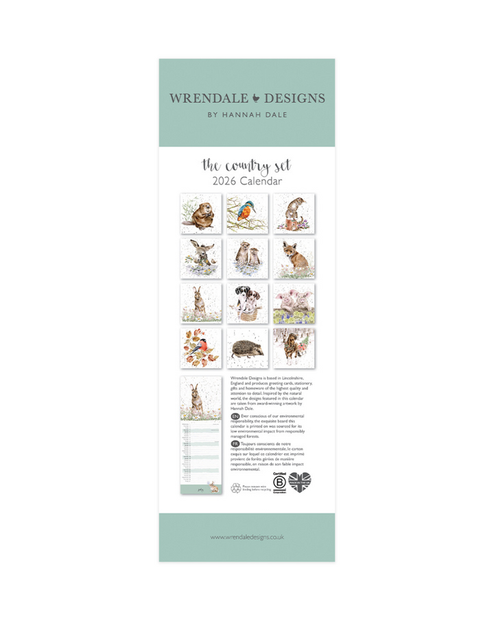 Landleben Streifenkalender 2026 von Wrendale Designs