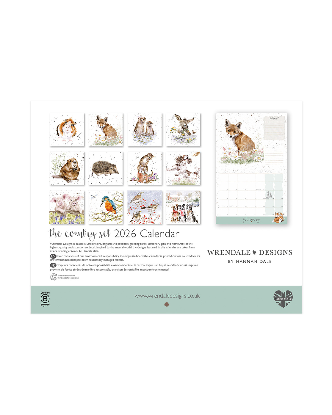 Landleben Wandkalender 2026 von Wrendale Designs