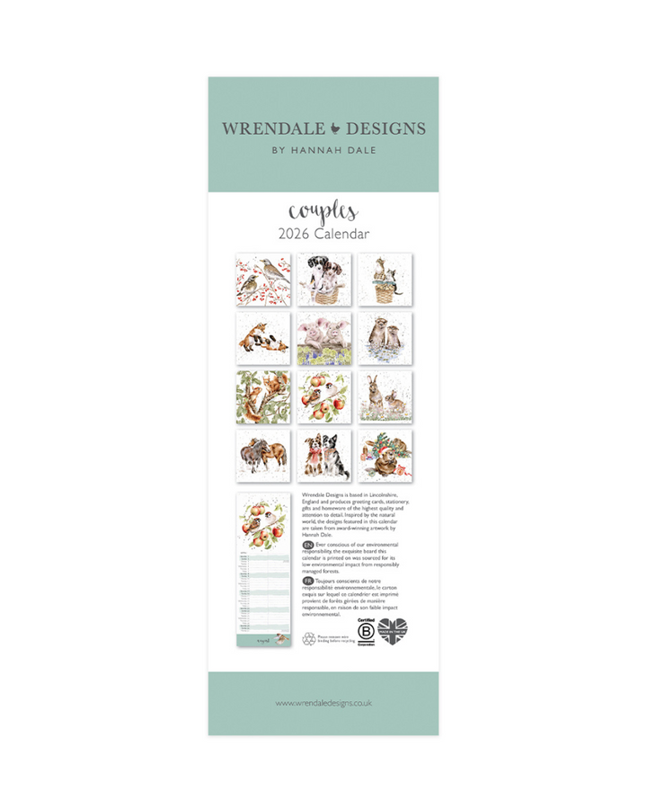 Paar Streifenkalender 2026 von Wrendale Designs