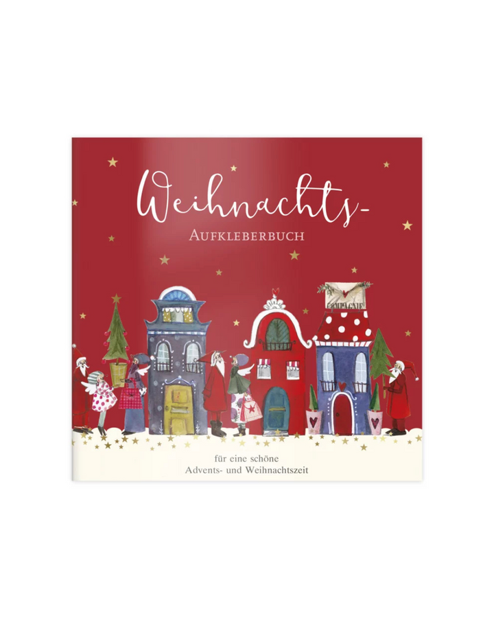 Titelbild des weihnachtlichen Stickeralbums vom Grätz Verlag mit festlicher Gestaltung
