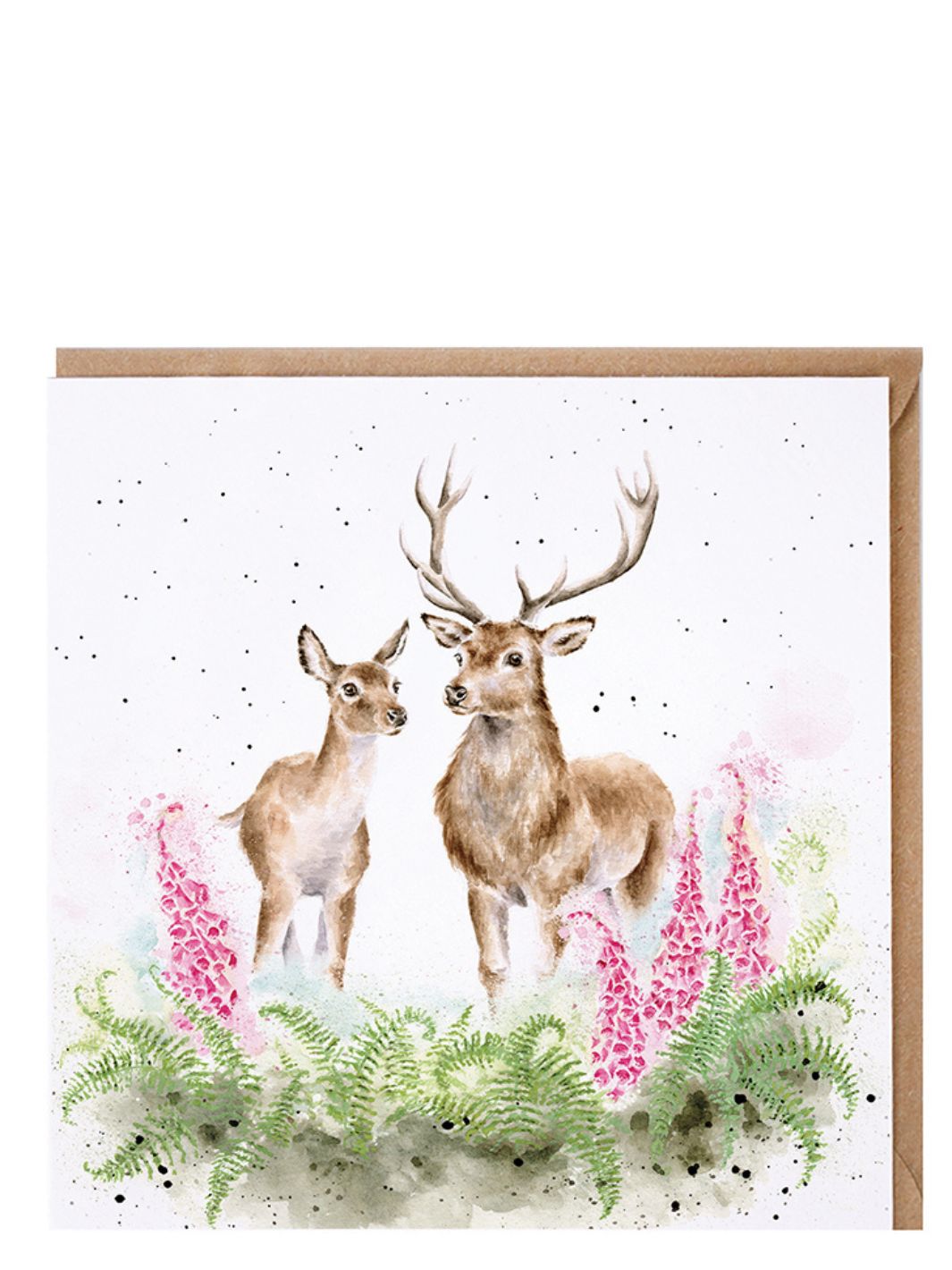 Doppelkarte Reh und Hirsch mit Fingerhut von Wrendale Designs