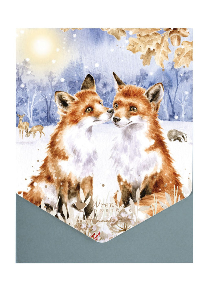 Doppelkarten-Set mit weihnachtlichem Fuchs-Motiv von Wrendale Designs.