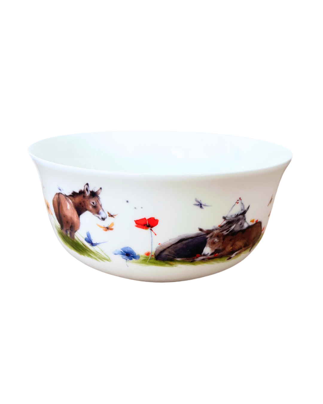 Auf der Esel Müslischale Kuschelfreunde vom Grätz Verlag schlafen zwei Esel gemeinschaftlich im Gras, während ein Huhn über sie wacht.