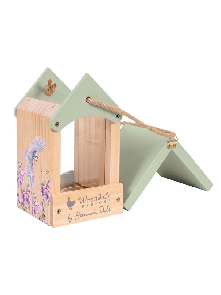 Geöffnetes Vogelfutterhaus von Wrendale Designs.