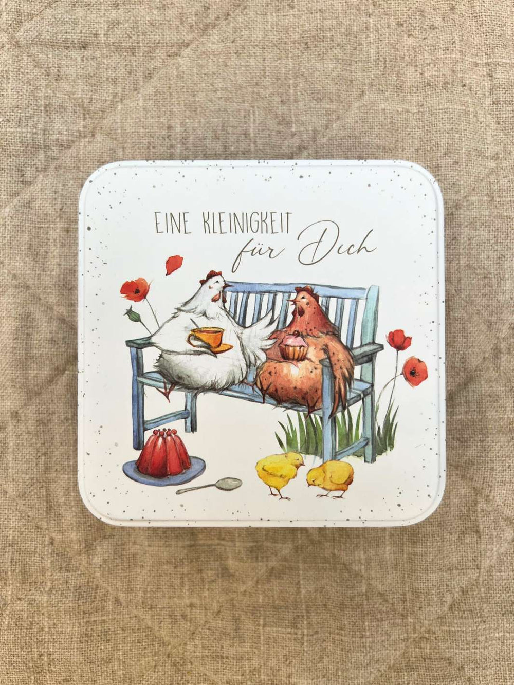 Grätz Verlag Dose mir Hühner Motiv drauf