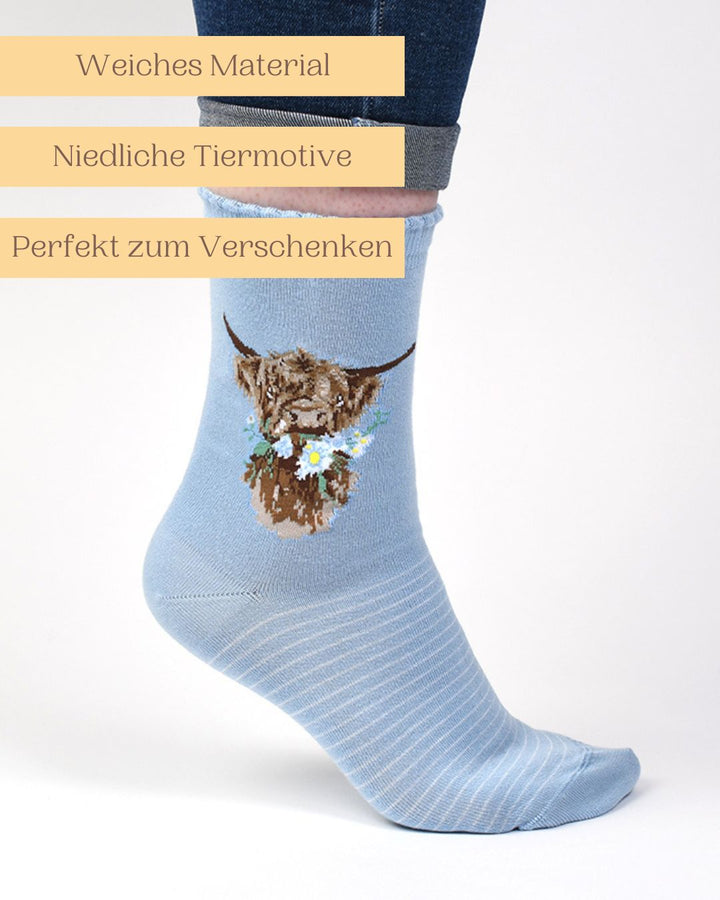 Hochland Kuh Socken von Wrendale Designs