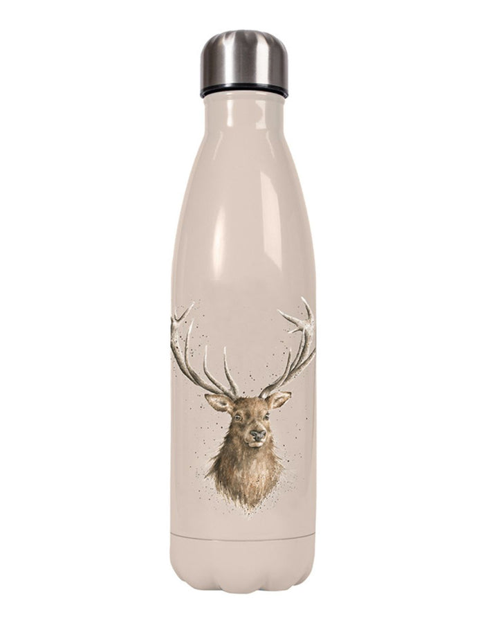 Anmutiger Hirsch als Motiv auf einer braunen Thermosflasche von Wrendale Designs.