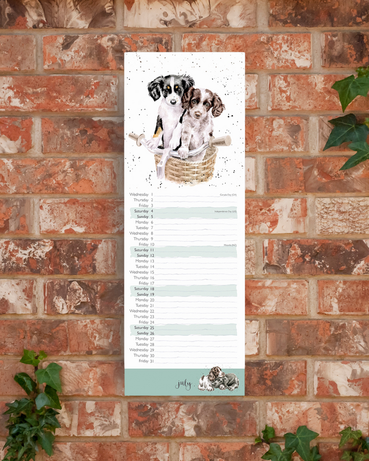 Hunde Streifenkalender 2026 von Wrendale Designs