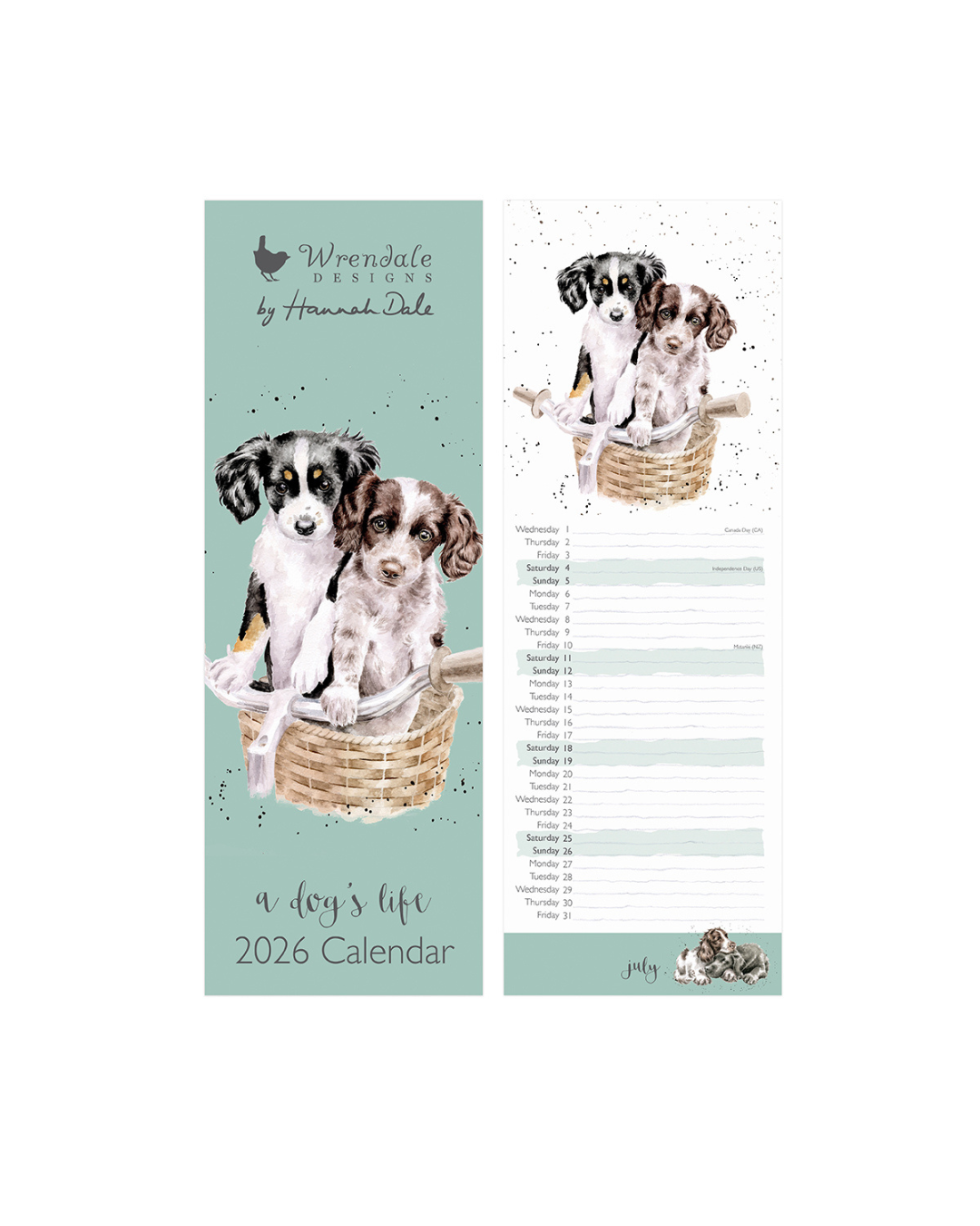 Hunde Streifenkalender 2026 von Wrendale Designs