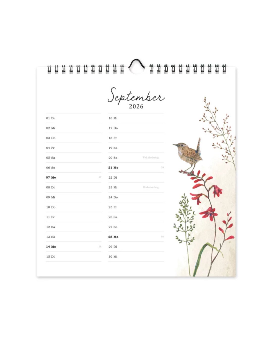 Innenansicht des Vogel Naturliebe Kalenders