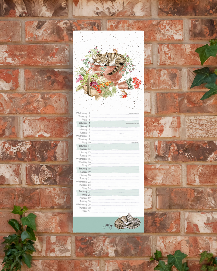 Katzen Streifenkalender 2026 von Wrendale Designs