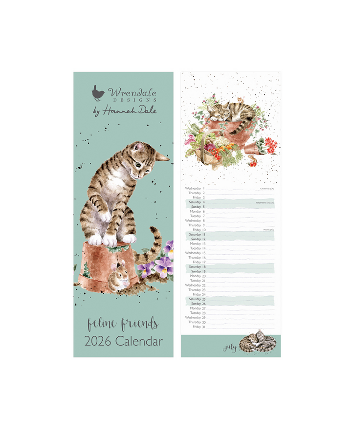 Katzen Streifenkalender 2026 von Wrendale Designs