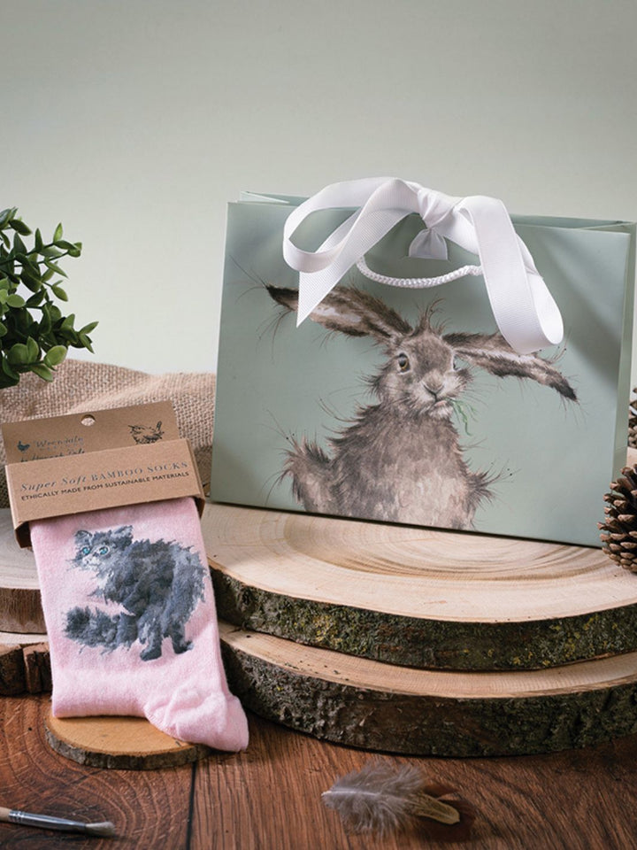 Katzensocken mit Geschenktasche von Wrendale Designs.