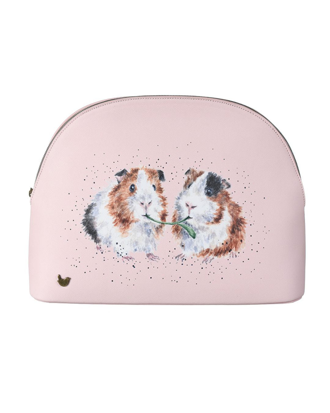 Große rosa Kosmetiktasche L mit Meerschweinchen Motiv von Wrendale Designs.