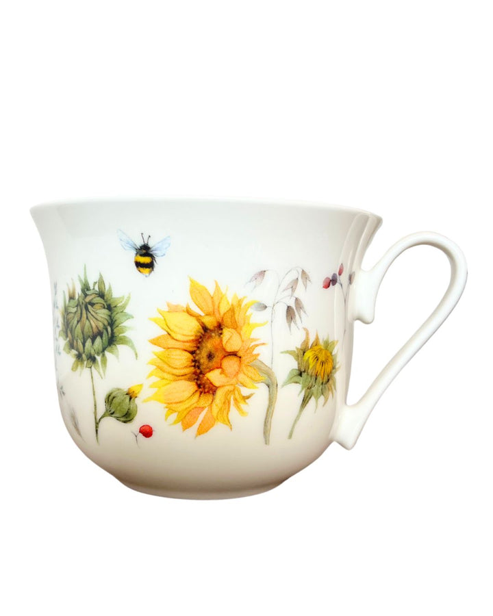 Lieblingstasse Sonnenblumen vom Grätz Verlag mit niedlichen Insekten und Blumen als Motiv.