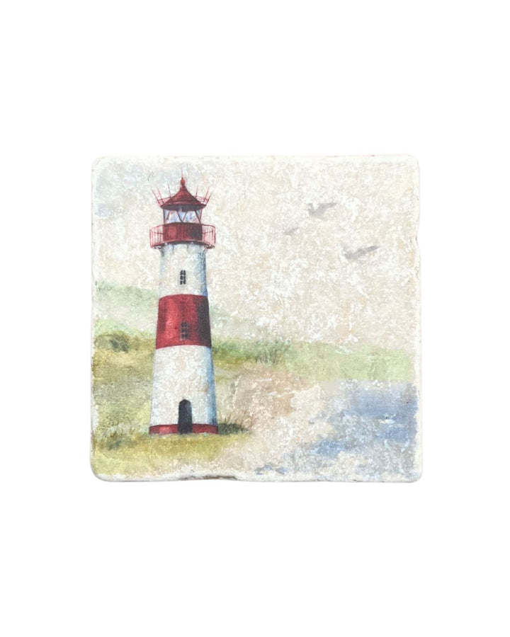 Marmor Untersetzer mit Leuchtturm-Motiv vom Grätz Verlag.