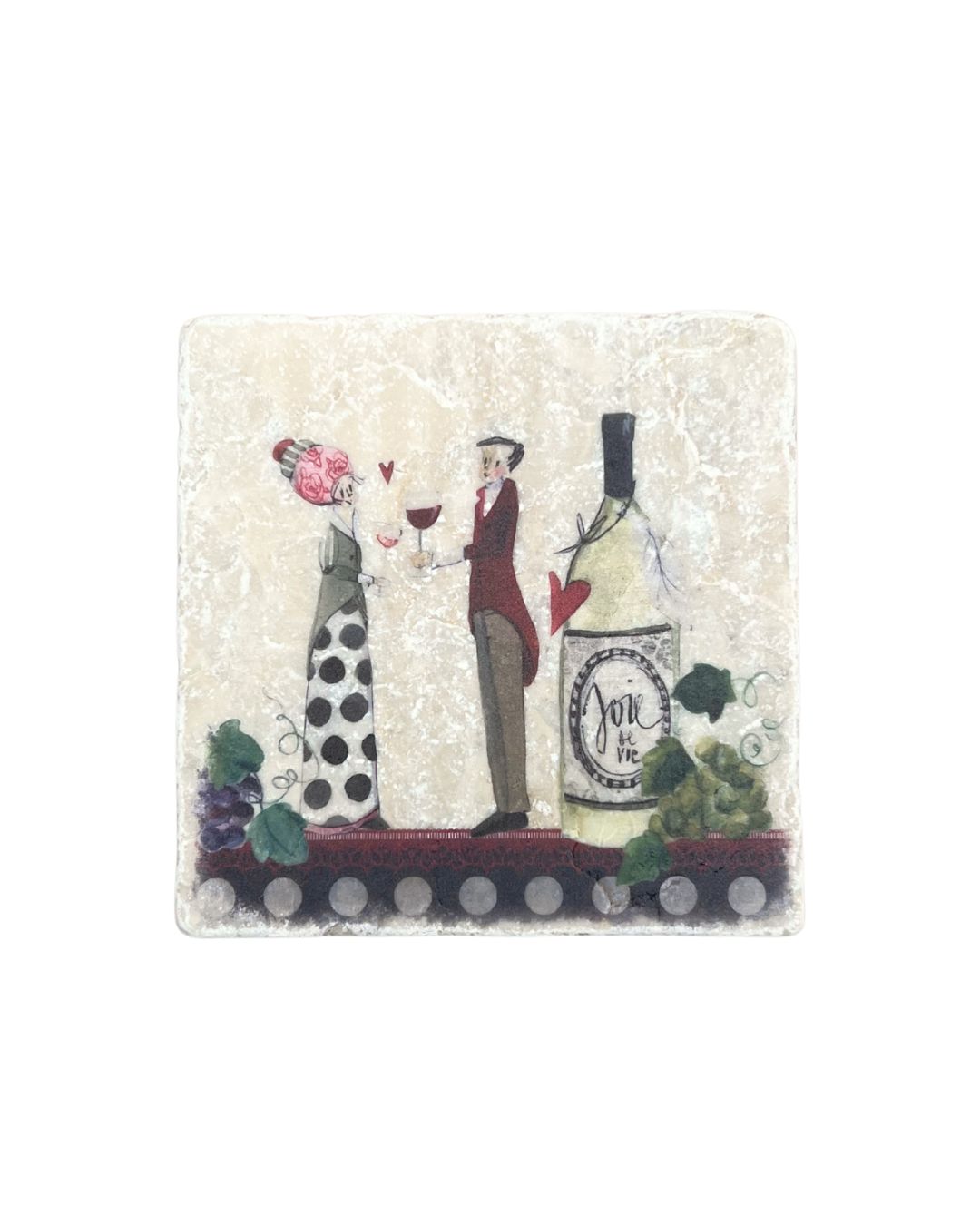 Marmor Untersetzter mit hübschem Wein Motiv vom Grätz Verlag.