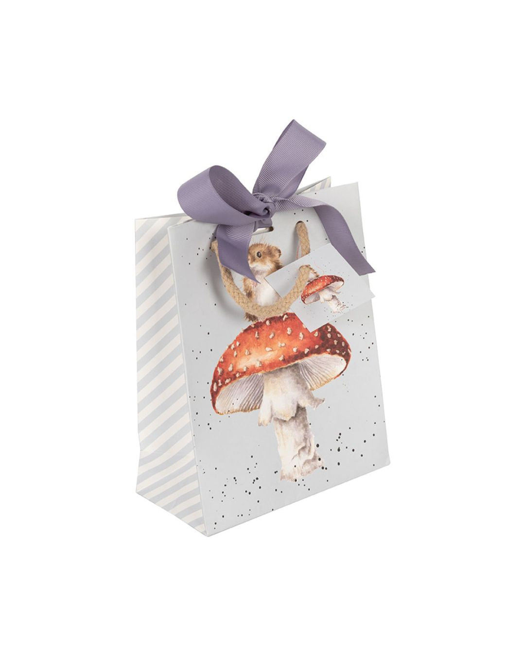 Geschenktasche in der Größe XS mit einer Maus auf einem Fliegenpilz als Motiv von Wrendale Designs.