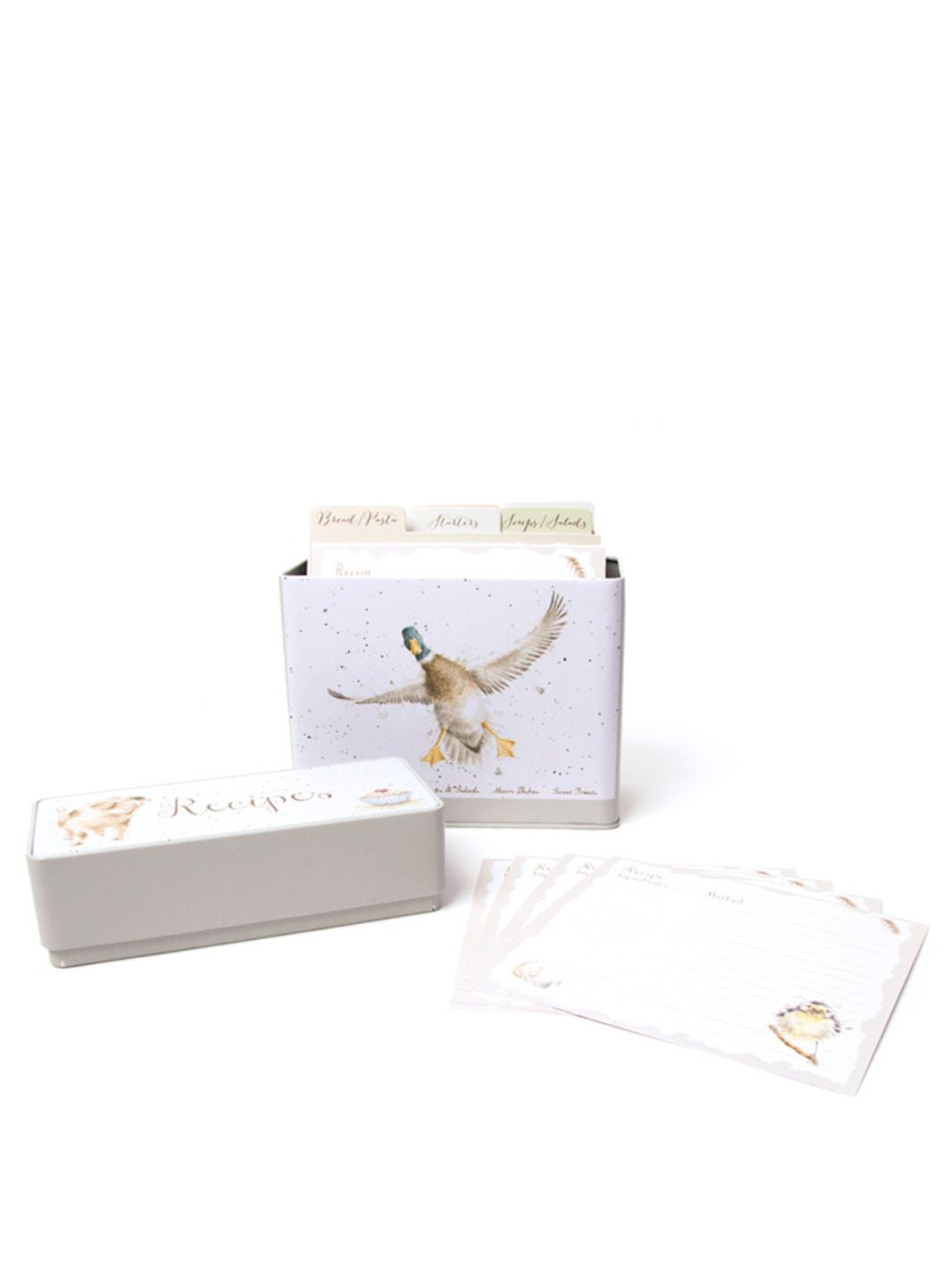 Metalldose mit Rezeptkarten von Wrendale Designs
