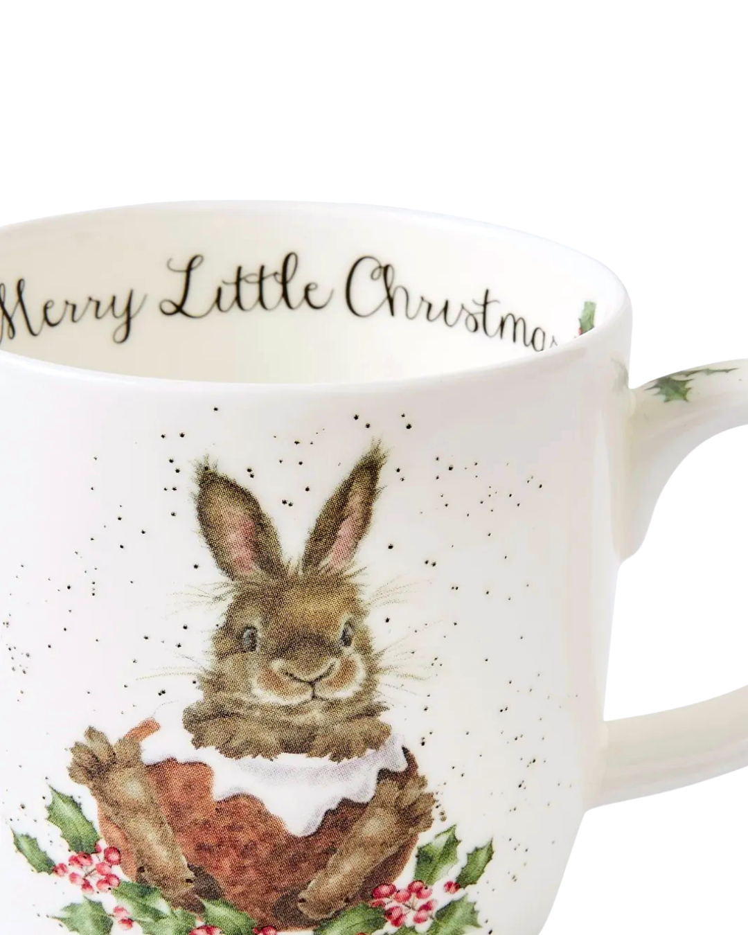 Nahaufnahme des weihnachtlichen Hasen Motivs "Merry Little Christmas" von Wrendale Designs.