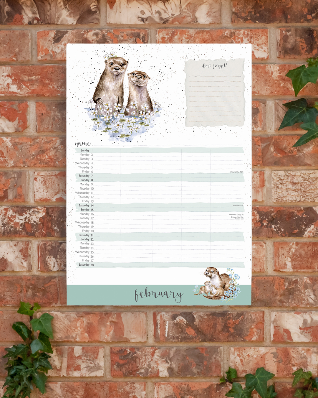 Familienkalender 2026 von Wrendale Designs