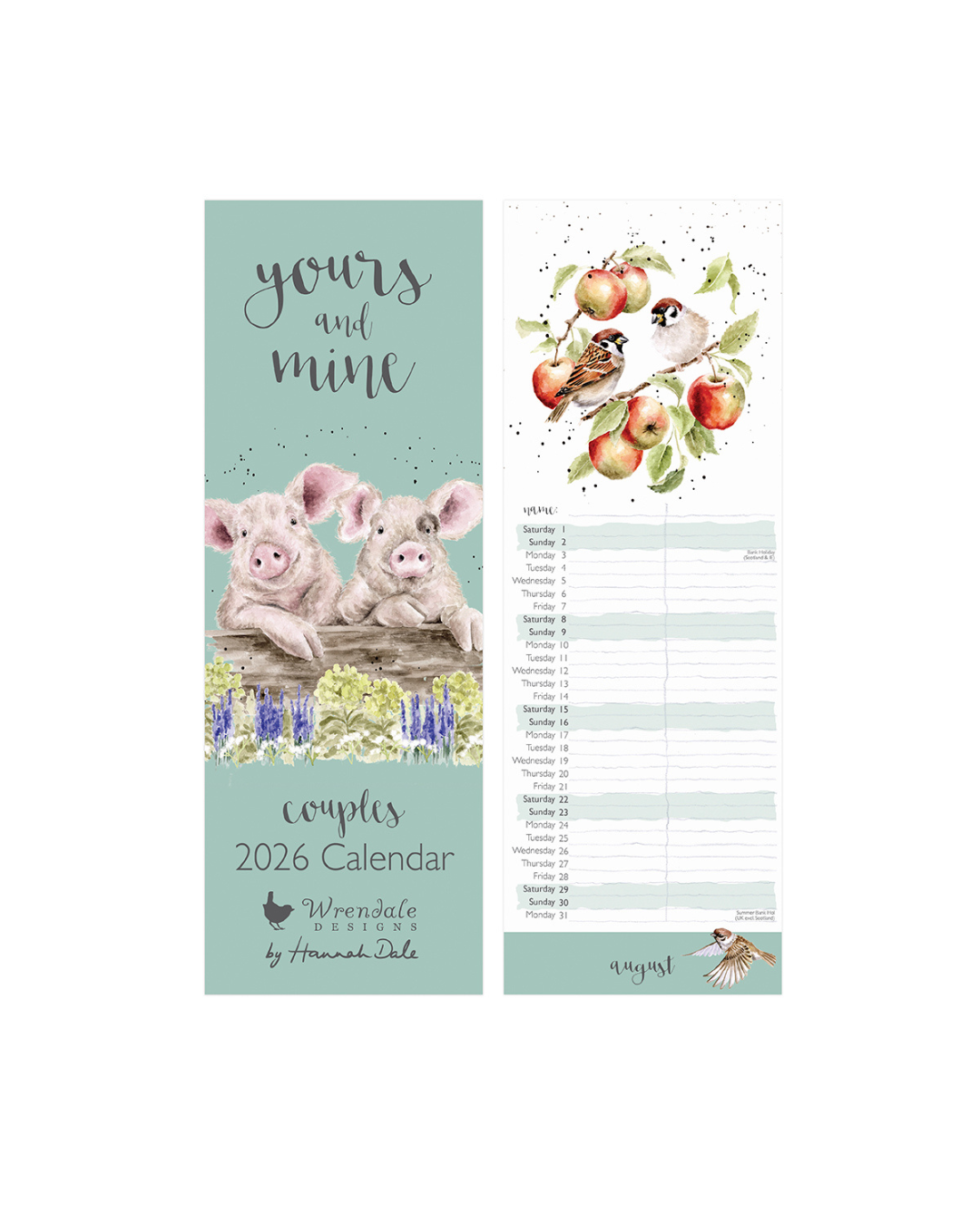 Paar Streifenkalender 2026 von Wrendale Designs