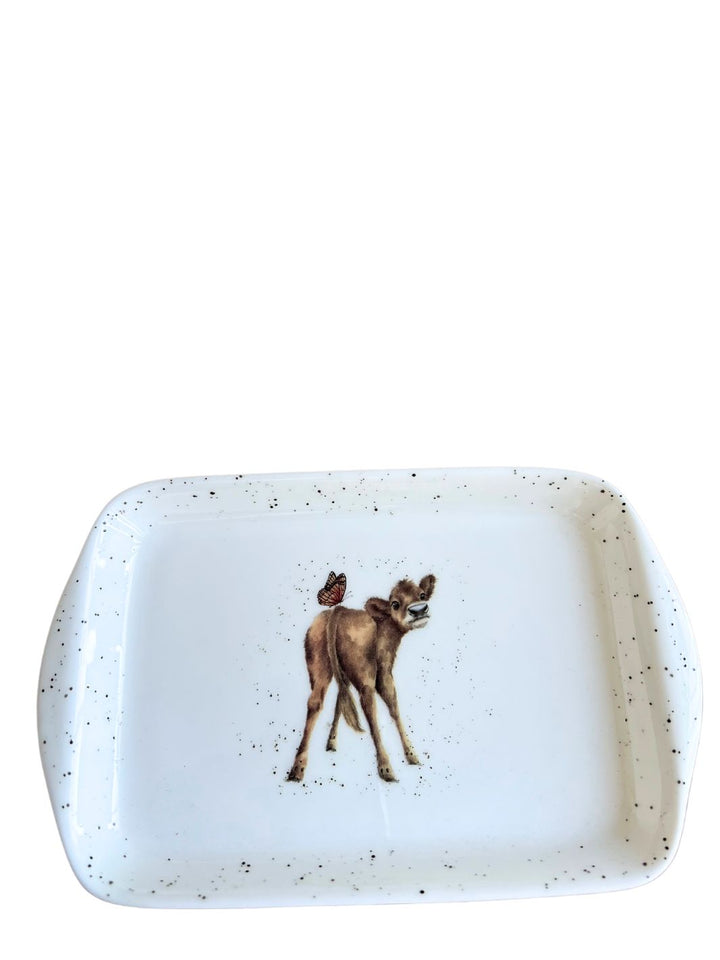 Porzellantablett Kalb mit Schmetterling von Wrendale Designs
