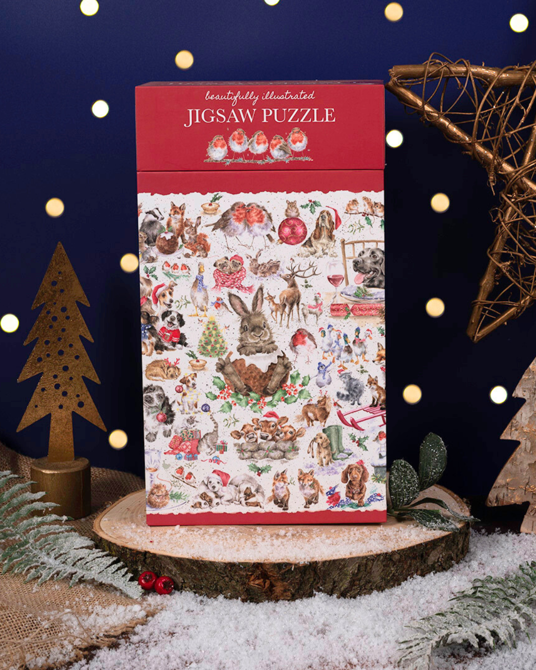 Puzzle The Country Set Christmas von Wrendale Designs – festlich präsentiert mit Box