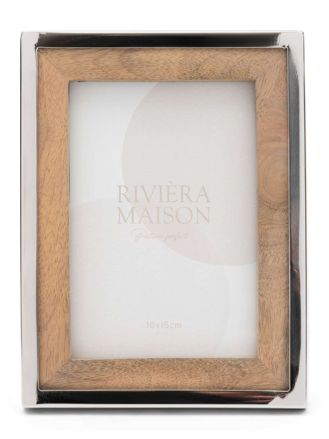 Nahaufnahme des RM Wood Structure Bilderrahmens von Rivièra Maison aus handgefertigtem Mangoholz und Aluminium.