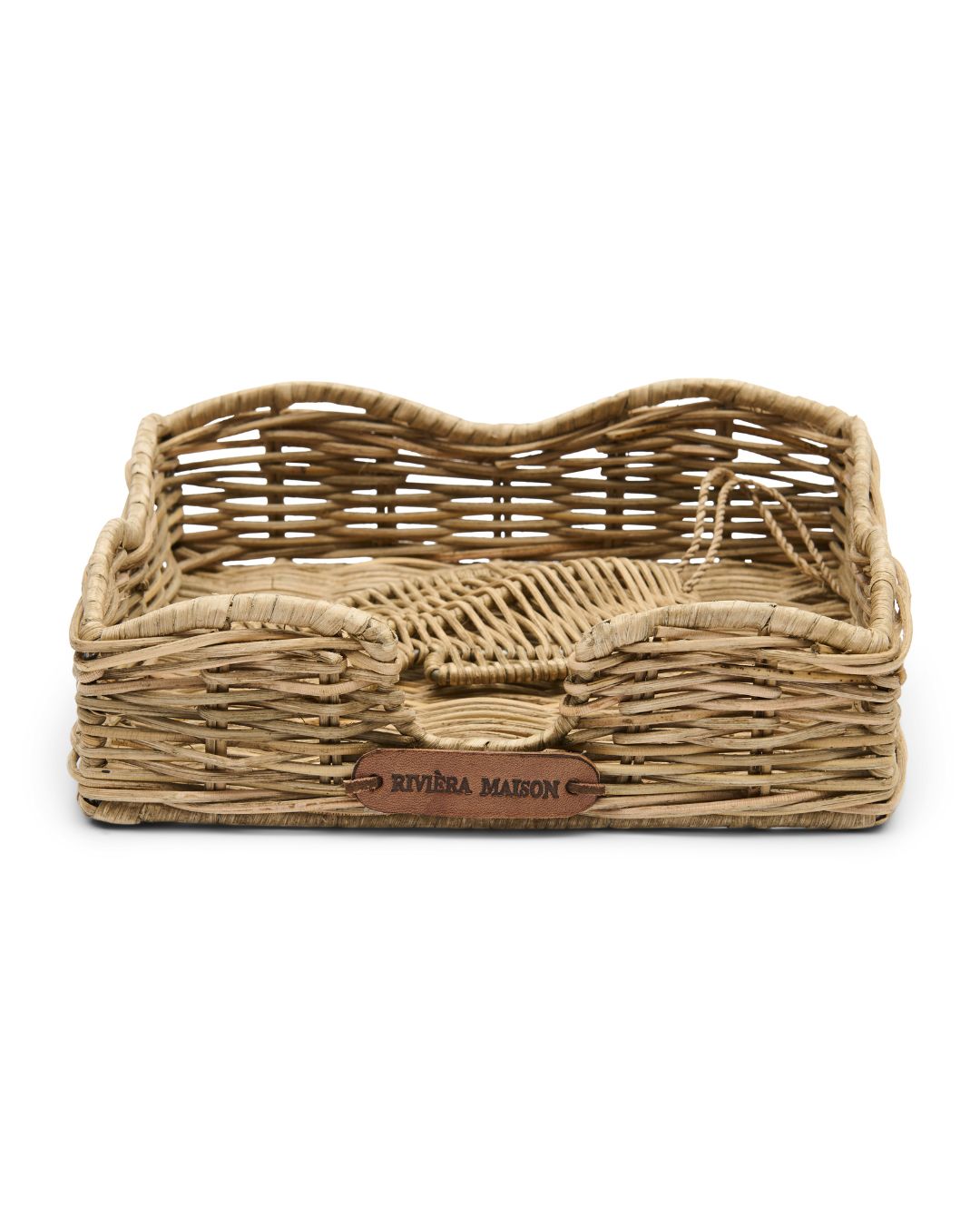 Rattan Serviettenalter mit einem Fisch zum Festhalten der Servietten von Rivièra Maison.