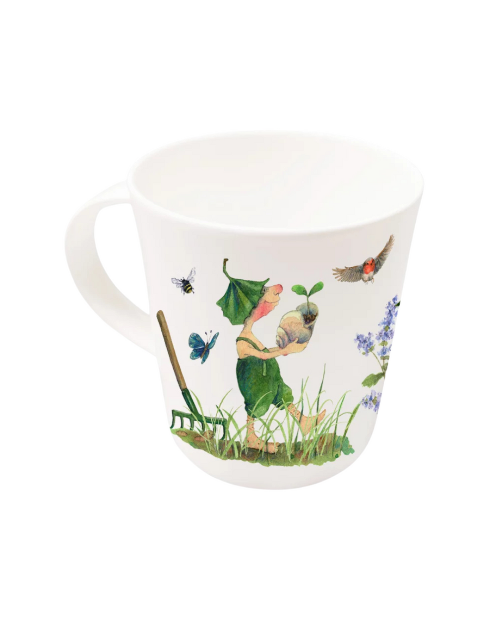 Rückseite der Giesbert Lieblingstasse vom Grätz Verlag vor weißem Hintergrund.