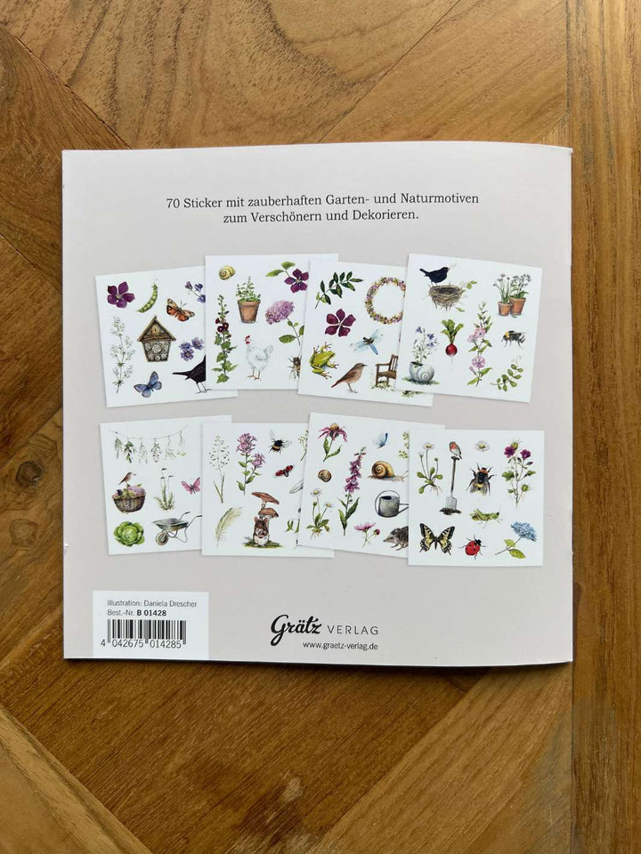 Rückseite des Natur und Garten Stickeralbums von Grätz
