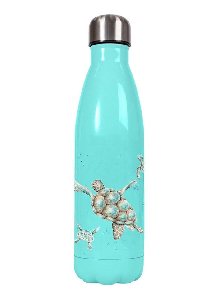Rückseite der Schildkröten Trinkflasche von Wrendale Designs.