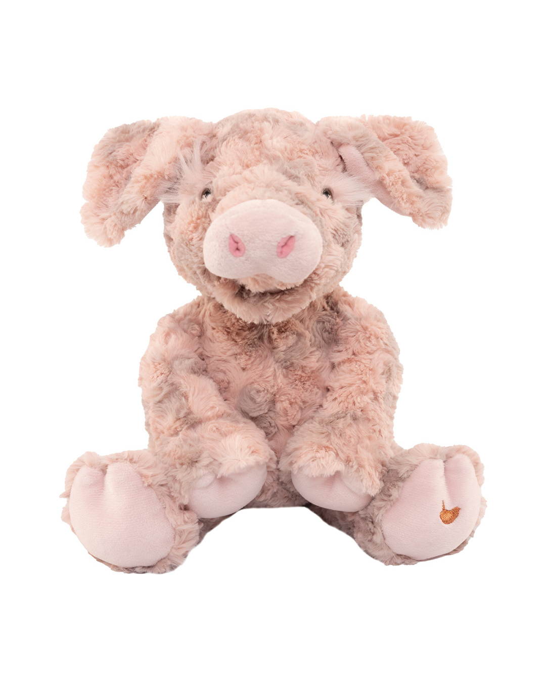 Schwein Kuscheltier Vanessa von Wrendale Designs auf weißem Hintergrund.