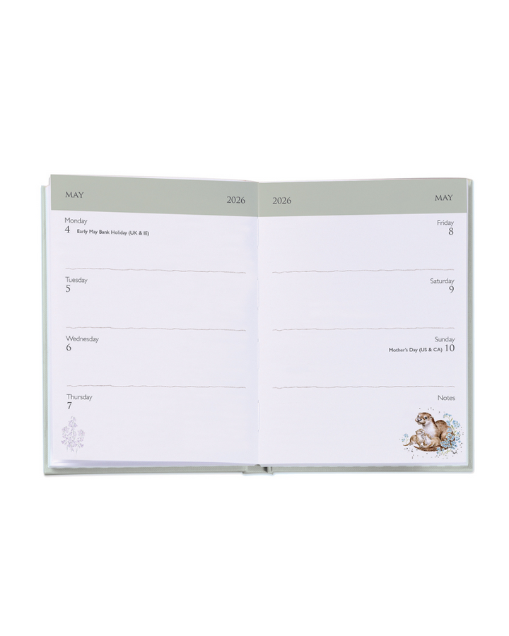 Im kleinen Taschenkalender 2026 von Wrendale Designs ist ausreichend Platz für deine täglichen Termine.