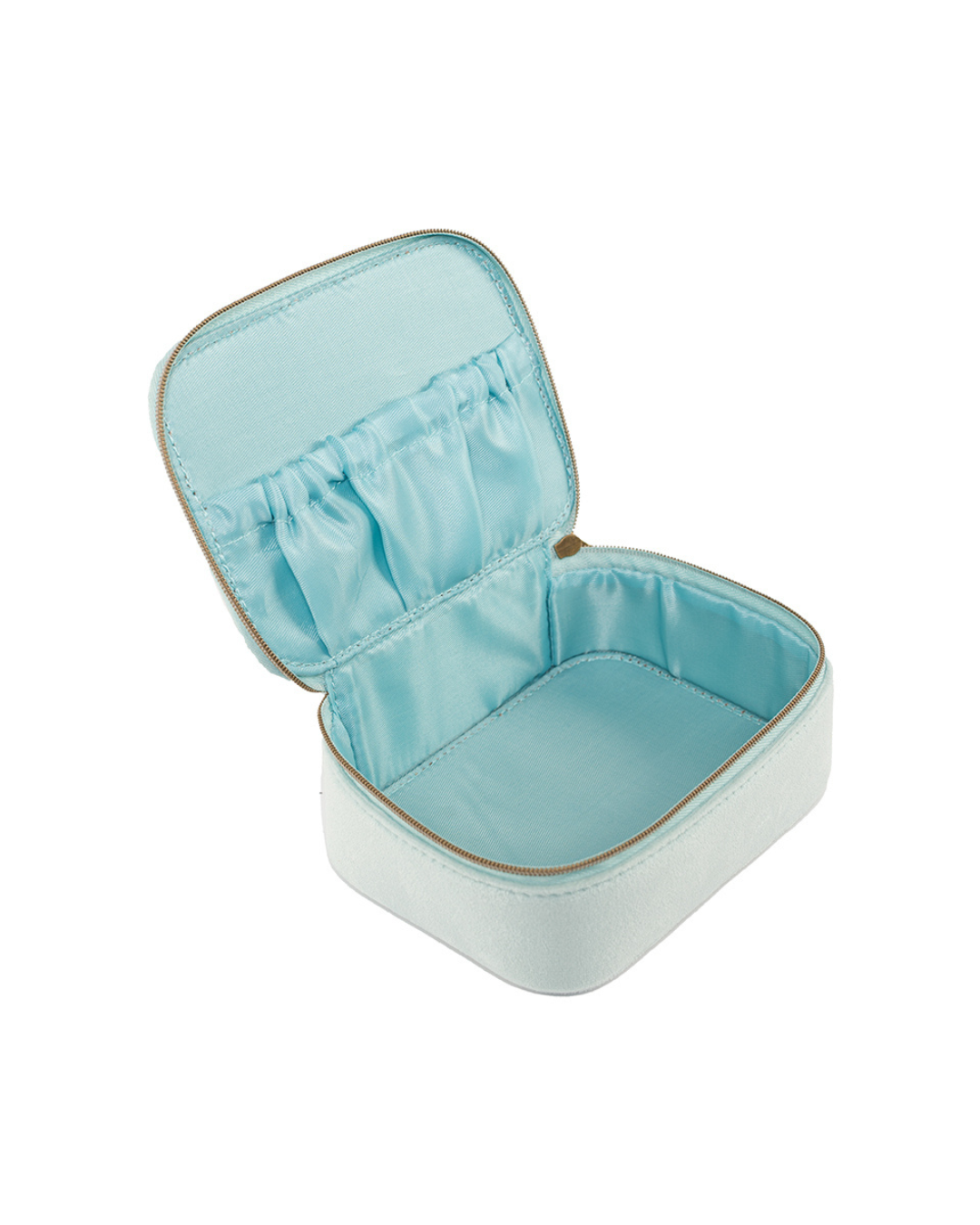 Offene Kolibri Schmucktasche von Wrendale Designs in Türkis mit Fächern für Ringe, Ketten und Ohrringe.