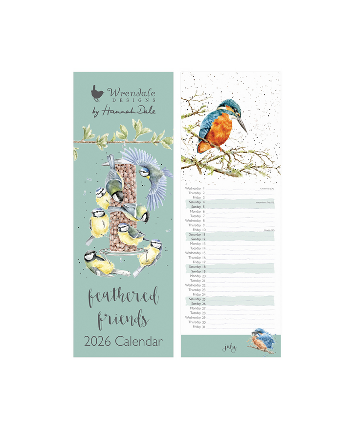 Vogel Streifenkalender 2026 von Wrendale Designs