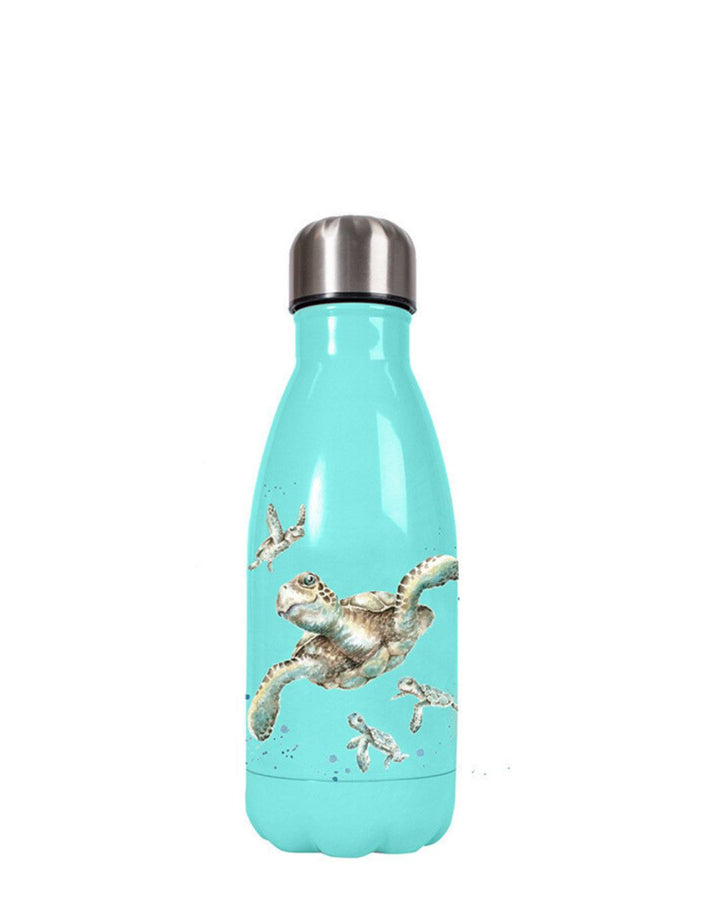 Vorderseite der kleinen Schildkröten Trinkflasche von Wrendale Designs.