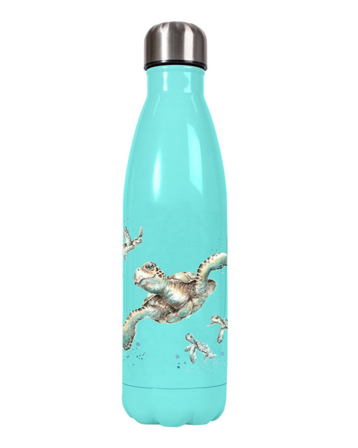 Vorderseite der Schildkröten Thermosflasche von Wrendale Designs.