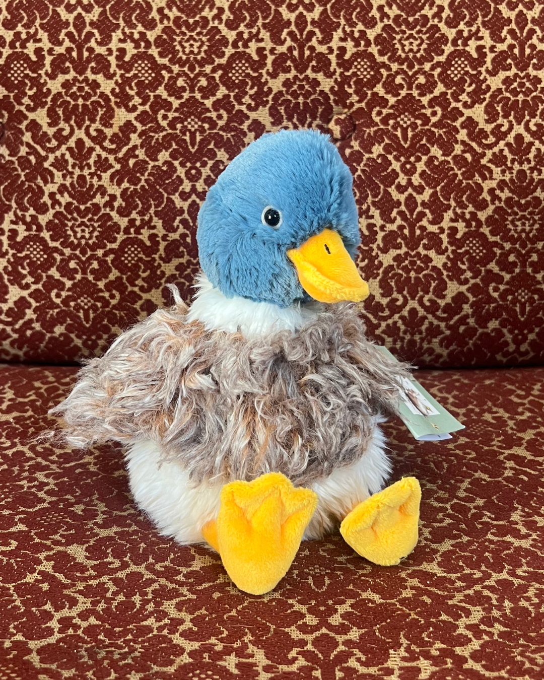 Kleines Enten Kuscheltier Webster von Wrendale Designs.