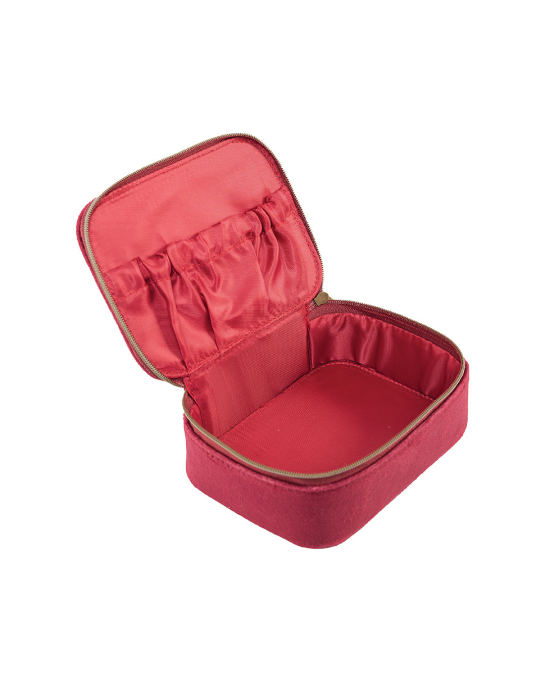 Offene Hasen Schmucktasche von Wrendale Designs in Weinrot mit Fächern für Ringe, Ketten und Ohrringe