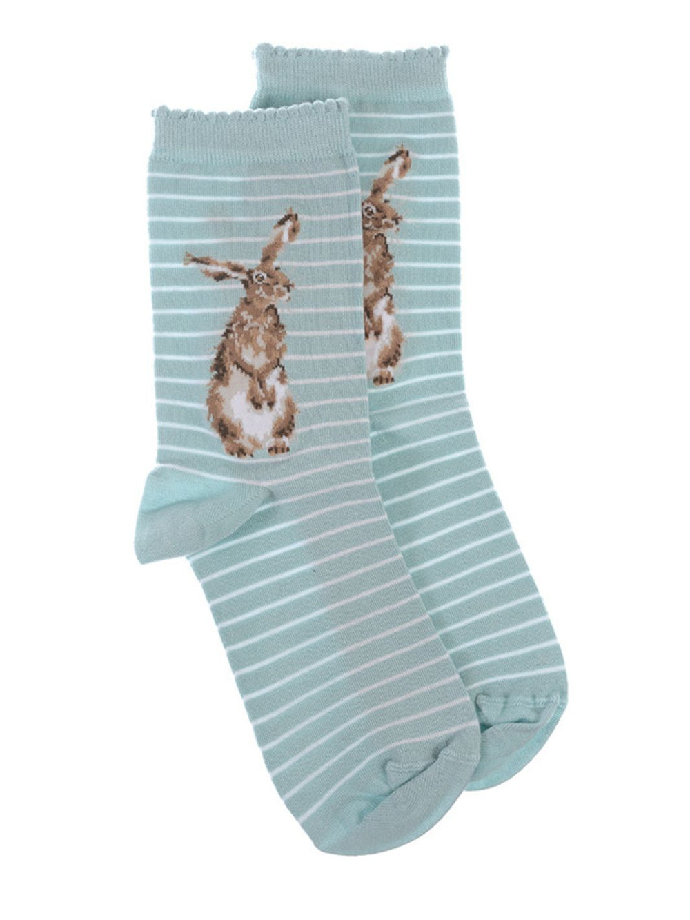 Wrendale Designs Bambussocken mit Hasen-Motiv in hellblau.