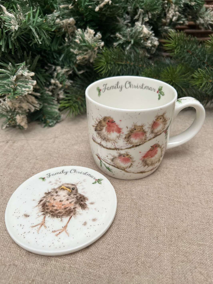 Wrendale Designs Tasse mit Deckel und Rotkehlchen Motiv