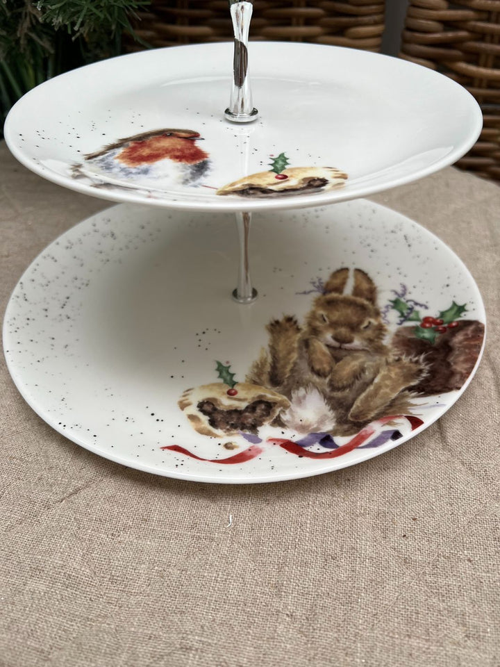 Porzellan Etagere Rotkehlchen und Hase von Wrendale Designs