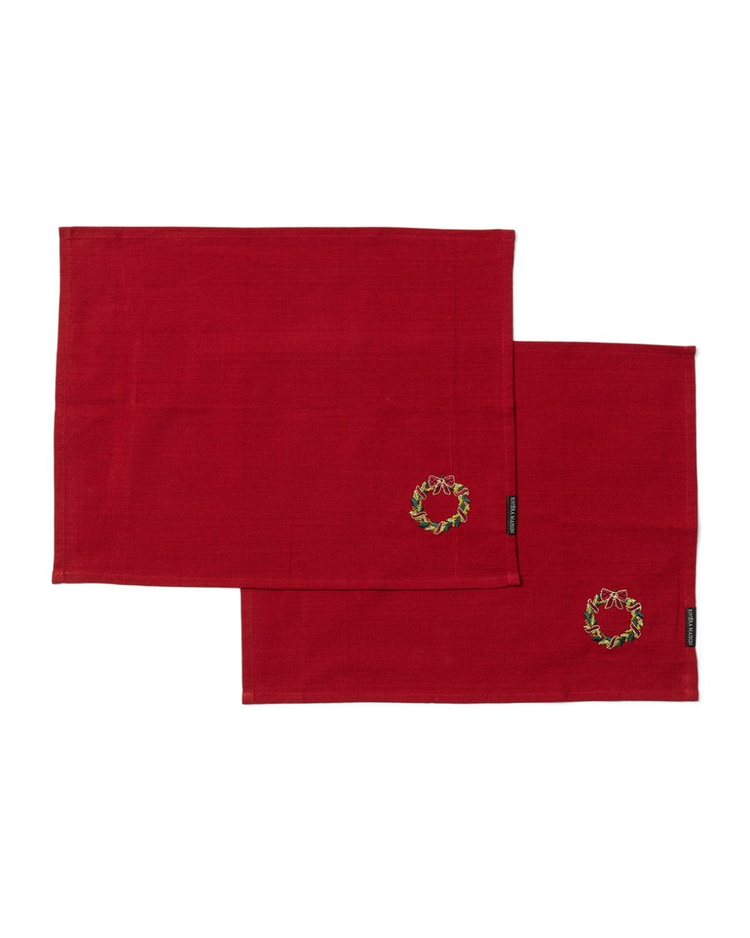„Rotes Platzset mit gesticktem Kranz von Rivièra Maison im 2er-Set“