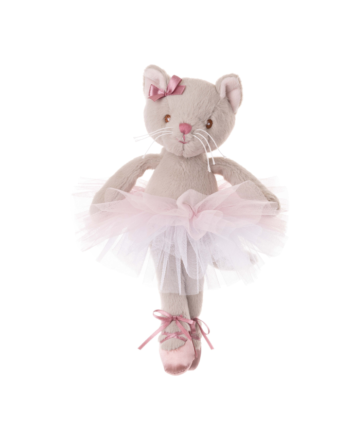 Stoffkatze Sweet Albertina mit Schleife und Ballettschuhen