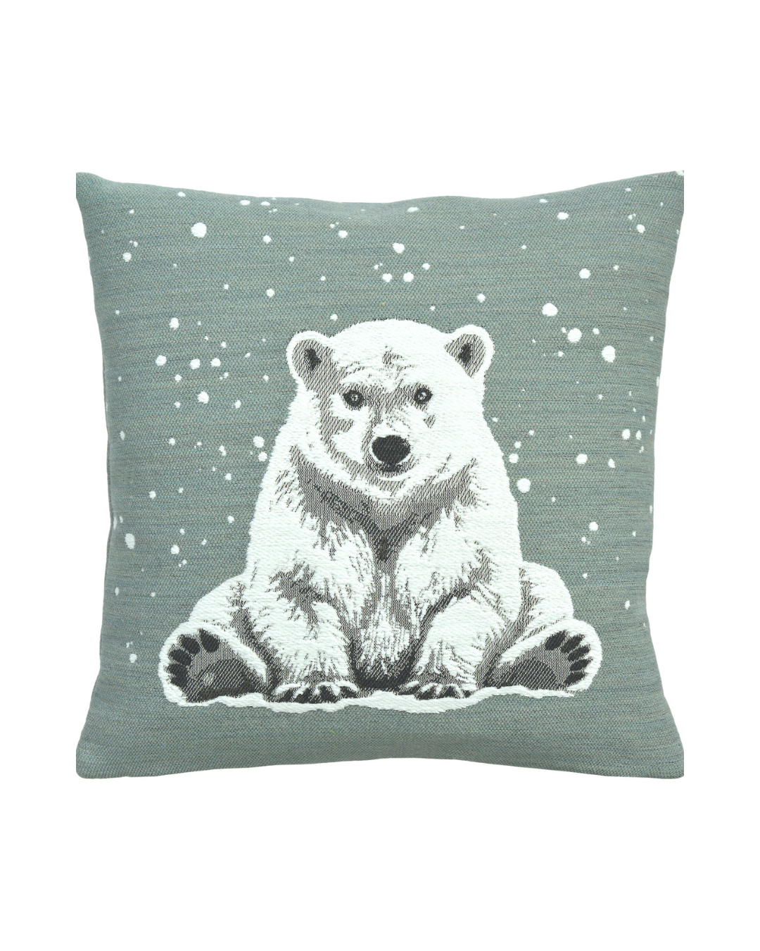 Arktos Kissenbezug von Sander in Blue Fox mit großem Eisbär-Motiv und Schneeflocken.