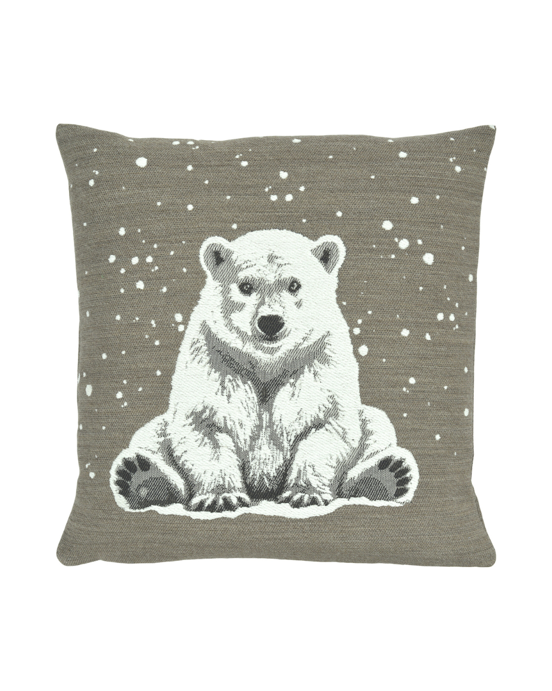 Arktos Kissenbezug von Sander in Taupe, 45 x 45 cm, mit großem Eisbären.